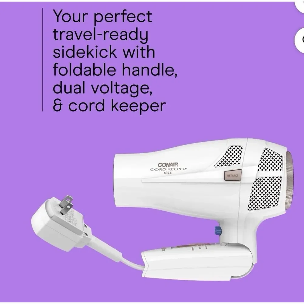 Conair Double Ceramic Dryer 1875 Watts Folding Handle Less Frizz ( Damaged Box)